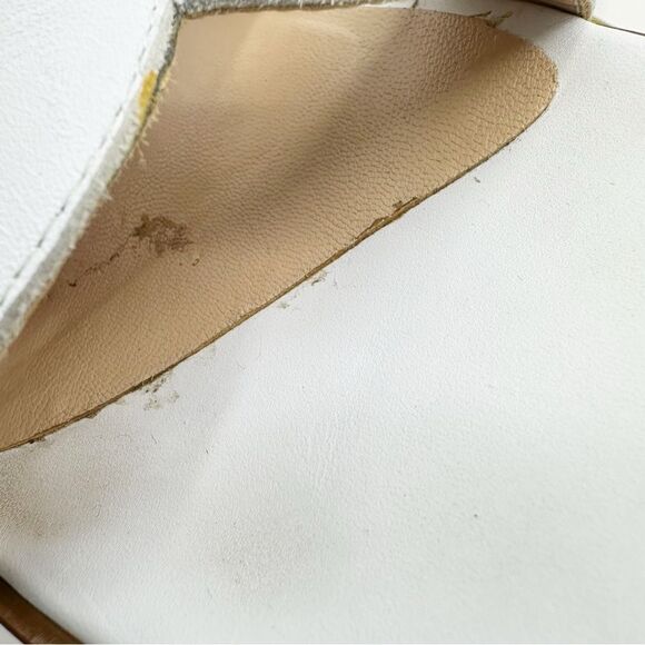 Jon Josef White Leather Greek Key Slip-On Flat Sandals Sz 10‎ - Picture 8 of 15